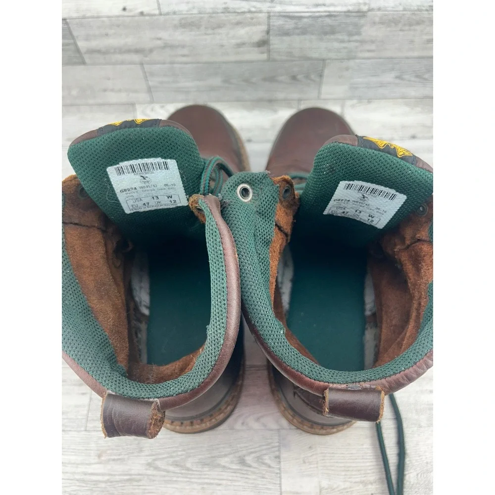 Georgia Boot Georgia Giant G8274 Men Sz 13W Brown Leather 8 Inch Work Boots‎